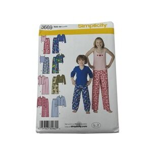 Simplicity Sewing Pattern 3669 Sizes 3-6‎ Boys & Girls Pants Shirt Top Uncut